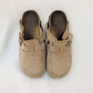 Birkenstock Boston Suede Clogs Womens 7 Mens 5 EU 38 Taupe Tan Slip On Germany